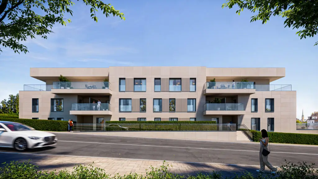 Façade principale de la Résidence Wimbledon à Luxembourg-Belair, résidence de prestige composée de 17 appartements avec terrasses.
